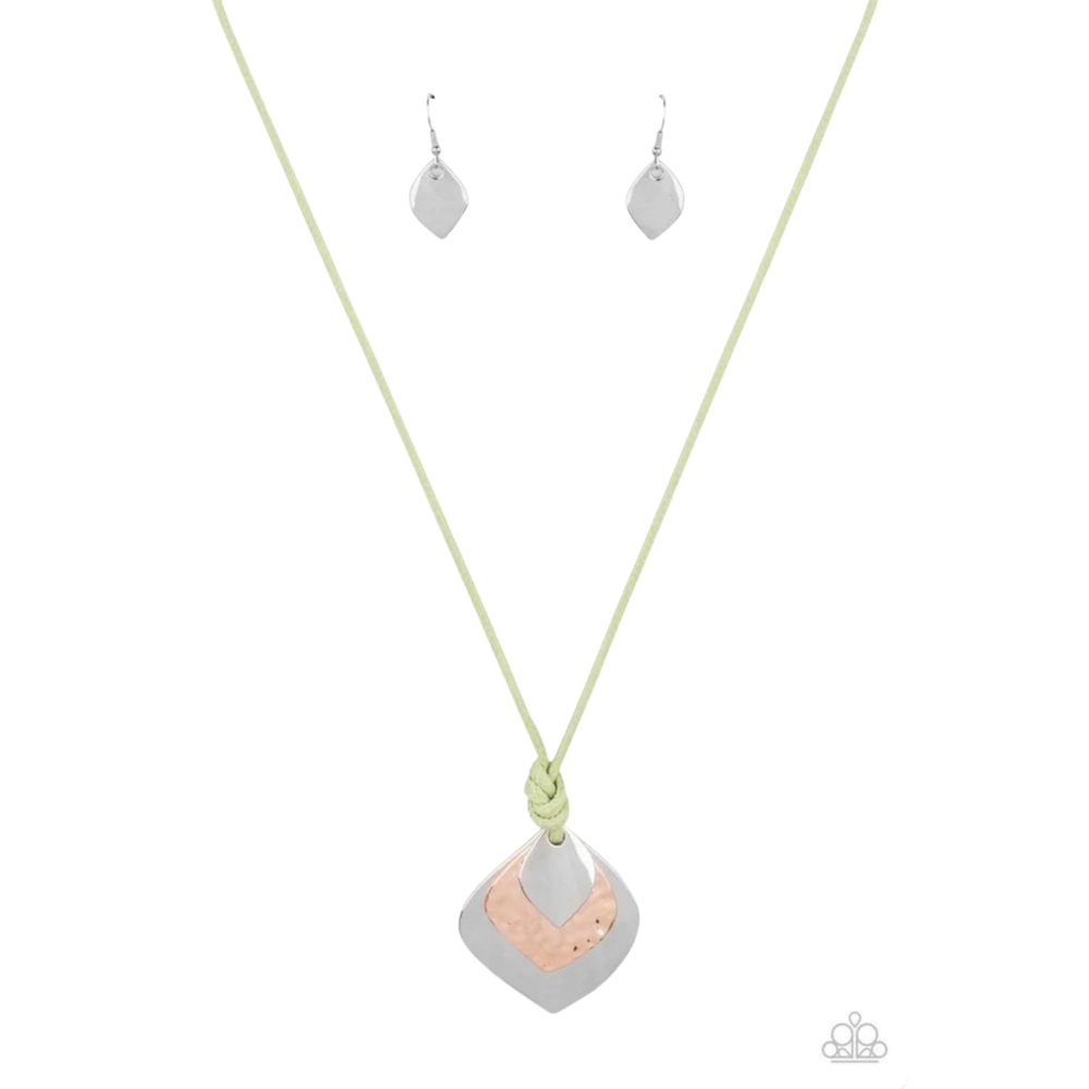 Paparazzi Face The Artifacts Green Necklace And Earrings Set NIP